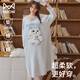 貓人睡裙女生純棉帶胸墊長(cháng)袖睡衣春秋新款甜美可愛(ài)風(fēng)長(cháng)款家居服連衣裙 淺灰仙女貓566【純棉舒適 自帶胸墊】 L 【建議100-120斤】