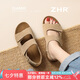 ZHR涼鞋女夏季復(fù)古雙扣帶勃肯鞋女厚底外穿舒適女鞋 AB63P 卡其色 36