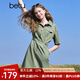 百圖betu女裝2025夏季新款連衣裙萊塞爾棉混紡工裝短裙裙子女2503D04 淺綠 M