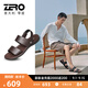 零度Zero男鞋新品軟底沙灘鞋透氣戶外休閑皮鞋涼拖鞋室內(nèi)外穿懶人皮鞋 咖啡 43
