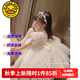 G.DUCKKIDS童裝女童連衣裙夏季蓬蓬裙兒童公主裙夏天生日禮服裙子鋼琴花童服 高端珍珠禮服裙白色 140 尺碼9~10歲【130-140cm】