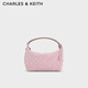 CHARLES&KEITH25秋新品仿麂皮編織飯盒包腋下包女CK2-20151510-1 Cotton Candy Pink棉花糖粉 S