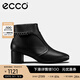 愛步（ECCO）【明星同款】靴子女 冬季保暖切爾西女靴粗跟皮靴 型塑290933 黑色29093301001 36