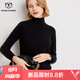 牧什秋冬山羊絨衫女士高領(lǐng)毛衣女純色凈版針織衫套頭打底衫FN8301CR 黑色 L