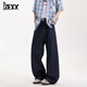 IZEXX美式寬松直筒牛仔褲男春季原色闊腿復古休閑長(cháng)褲子ZS33藍色XL