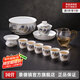 景德鎮(zhèn)（jdz）陶瓷茶具套裝整套高溫白瓷功夫蓋碗茶杯公道帶水洗送長輩高檔禮品 千里江山蓋碗茶具套裝 12頭