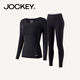居可衣（JOCKEY）女士莫代爾保暖內衣棉柔軟純色簡(jiǎn)約舒適秋衣秋褲套裝打底衫 黑色 M