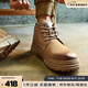 皓頓（HAUT TON）男靴頭層牛皮馬丁靴復(fù)古工裝靴大黃靴子男 588 卡其色 42