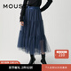 moussy【新復(fù)古回潮】 復(fù)古浪漫高腰長(zhǎng)款半身紗裙女028GAZ30-6320 140海軍藍(lán) S 00001