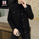 AEMAPE/美國蘋(píng)果 高端外套男翻領(lǐng)冬季新款成熟休閑夾克男商務(wù)男裝上衣服 高檔黑色 【品質(zhì)優(yōu)選】 2XL 【建議體重160-175斤】