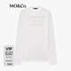 MO&Co.輕薄T恤2025夏新品沙爽棉質(zhì)個性印花寬松長袖圓領(lǐng)落肩MBE2TEE028 本白色 S /160