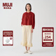 無印良品 MUJI IDEE 女式 強捻長袖襯衫女士襯衣內(nèi)搭春秋GAD04C4S 深紅色 M （155/80A）