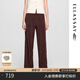 歌力思（ELLASSAY）【安心品質(zhì)】2025春夏新款簡(jiǎn)約多色捏褶顯瘦直筒闊腿休閑褲女 咖栗色 S