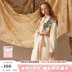 兩三事長(cháng)袖連衣裙女春季新款復古裙子秋季穿搭長(cháng)裙秋裝天生藝術(shù)家 杏色 M