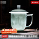 景德鎮官方陶瓷中式家用影青浮雕帶蓋辦公杯喝茶水杯子馬克杯教師節禮物 影青山水茶杯