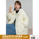 獨(dú)束大碼女裝甜美大翻領(lǐng)系帶收腰羽絨服女冬裝新款微胖mm保暖外套 月光白 L (尺碼：2)