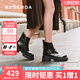 森達時(shí)裝靴女2025冬新皮帶扣厚底粗跟潮流短靴ZTI04DD5 黑色 38