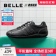 百麗（Belle）跑道賽車(chē)鞋純色阿甘鞋女25秋新商場(chǎng)款牛皮運動(dòng)休閑鞋E2L2DCM5 黑色 37 (235mm)