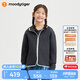 moodytiger女童空氣層外套春秋裝連帽柔軟寬松純色簡約兒童戶外休閑運動外衣 黑花灰 130 cm