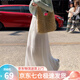 蘿美醬白色雪紡半身裙女春秋2025新款高腰裙寬松仙女壓褶a字長(cháng)裙大裙擺 白色壓褶裙 M
