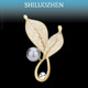SHILUOZHEN七夕情人節(jié)禮物送女友愛人老婆胸針高檔女奢侈大氣收腰防走光別針 迭香胸針（灰珠）【精美禮盒】