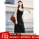 百圖betu女裝春夏新款連衣裙坑條針織背心收腰顯瘦連衣裙2402T87 深灰 L