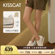 KISSCAT沈月熱巴同款接吻貓25年春摩卡厚底德訓(xùn)鞋內(nèi)增高休閑小白鞋 奶油白 39
