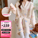 婧麒孕婦月子服秋冬季加厚睡衣哺乳產(chǎn)后喂奶專用家居服套裝長(zhǎng)袖 杏色Jyz102627 XL