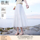 香影白色a字半身裙女2025夏裝新款高腰超仙絕美垂墜感蕾絲邊裙子 白色 半裙 M 160/84A/95-110斤