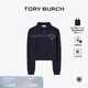 Tory Burch  湯麗柏琦【限時(shí)禮遇】 棉質(zhì)心形裝飾長(cháng)袖POLO衫TB 166444 中調海軍藍 411 M 推薦115-125斤