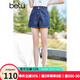 betu百圖女裝高腰百搭牛仔短褲顯瘦A字多色牛仔短褲女2203T59 深藍 L