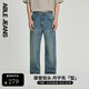 ABLE JEANS【寬松直筒褲】男裝水洗寬松版型舒適休閑通勤經(jīng)典牛仔褲男褲子 水洗黃泥藍 31 /32
