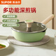 蘇泊爾（SUPOR）深煎鍋輕量火紅點(diǎn)不粘平底鍋22cm橄欖綠磁爐通用EJ22QLP02-G