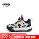 Jeep吉普男童春秋兒童運動鞋軟底輕便夏季跑步鞋女童2024新款旋鈕扣鞋 深藍(lán)紅【皮面】 38 鞋內(nèi)長約24.4cm
