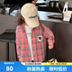 圖圖小象女童襯衫2025秋季新款寶寶復(fù)古格子襯衣兒童磨毛外套 粉色 130