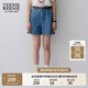 Teenie Weenie小熊牛仔短褲女夏季韓版簡(jiǎn)約休閑松緊高腰時(shí)尚牛仔褲女 深藍色 M (165)