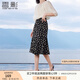 香影黑色雪紡碎花半身裙女2025夏裝新款絕美垂墜感遮胯高腰a字裙 黑花 M 160/84A/95-110斤