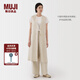 無印良品（MUJI）女式 漢麻混斜紋長款馬甲馬夾女款無袖上衣夏季 BC2LFC5S 象牙色 M （160/84A）