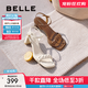 百麗（Belle）編織一字帶涼鞋女商場(chǎng)款度假風(fēng)高跟涼鞋D6W1DBL5 米白 36 (230mm)