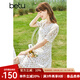 betu百圖女裝連衣裙優(yōu)雅蕾絲花卉裙子夏天荷葉邊連衣裙女2205T61 白色 S