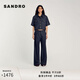 SANDRO女士新復(fù)古回潮縫線設(shè)計闊腿牛仔褲SFPPA01485 D324/深藍(lán)色 34