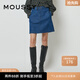 moussy新品簡約百搭A字牛仔半身裙短裙女010FS711-05 110藍色 S 00001