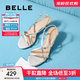 百麗（Belle）華爾茲優(yōu)雅一字帶涼鞋女商場(chǎng)款真皮綁帶高跟鞋3WS33BL5 銀色 33 (215mm)
