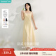 茵曼（INMAN）章若楠同款歐若風(fēng)法式吊帶連衣裙2025夏季新品女裝淡鵝黃色裙子 淺黃色 (方領(lǐng)) L