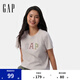 Gap女裝2025夏季新款純棉彩色膠印logo短袖T恤常規休閑上衣765994 灰白色 XL (175/92A) 亞洲尺碼