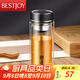 富光拾喜玻璃杯雙層玻璃水杯家用茶杯男女士辦公杯帶過(guò)濾杯子800ml黑色
