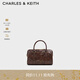 CHARLES&KEITH25冬季新品多背法鏈條手提包波士頓包CK2-30151559 Distressed Coffee咖啡色 S