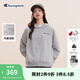 Champion冠軍加絨連帽衛(wèi)衣女新款休閑時尚刺繡長袖上衣 淺麻灰色  M 