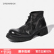 dreambox鈞博沙漠靴vibram防滑耐磨手工固特異馬丁靴馬皮大頭男靴 黑色 44