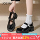 卓詩尼黑色瑪麗珍女鞋子春高跟鞋厚底小皮鞋jk單鞋女款 黑色 36